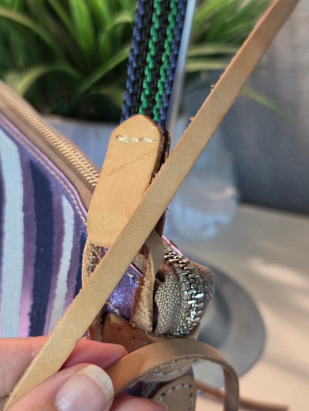 SOLD***Consuela Val Midtown Crossbody Purple Metallic Zebra Embroidered - Picture 16 of 16